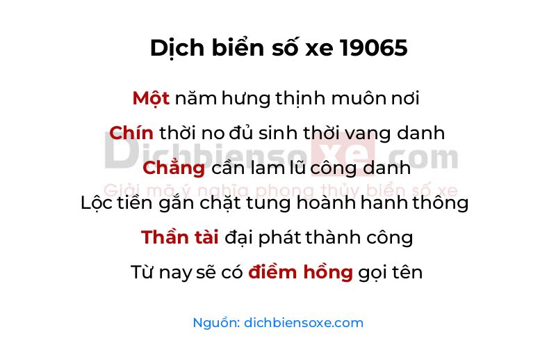 Dịch thơ biển số 19065