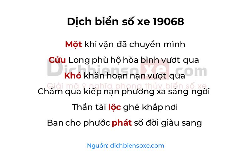 Dịch thơ biển số 19068