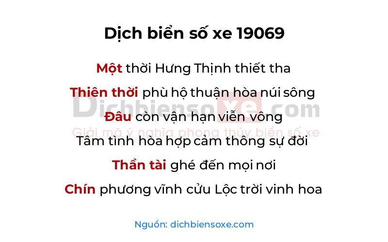 Dịch thơ biển số 19069
