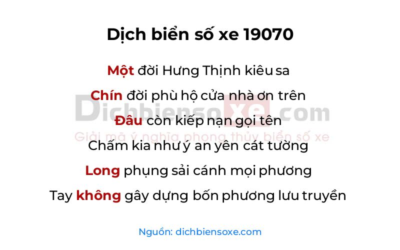 Dịch thơ biển số 19070