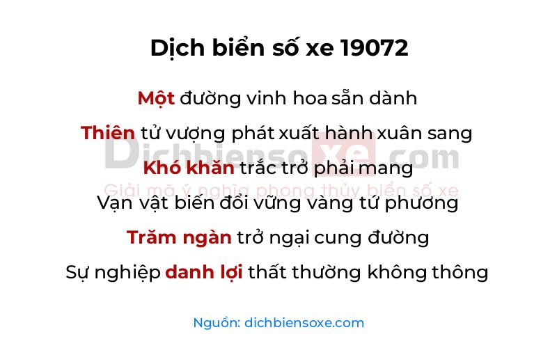 Dịch thơ biển số 19072