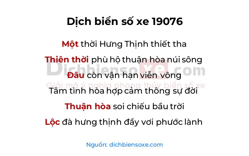 Dịch thơ biển số 19076