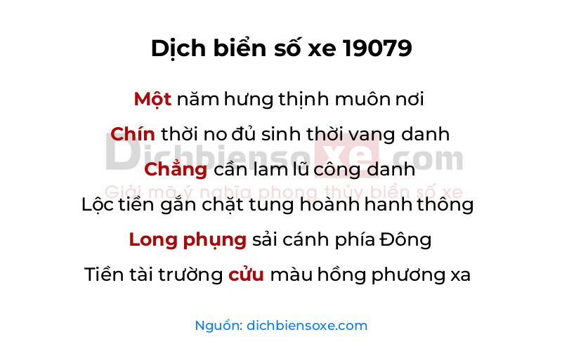 Dịch thơ biển số 19079