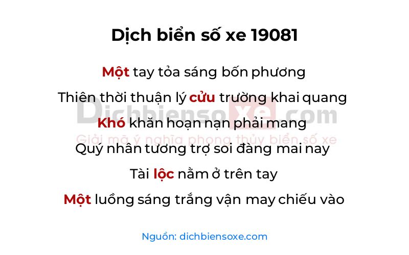 Dịch thơ biển số 19081