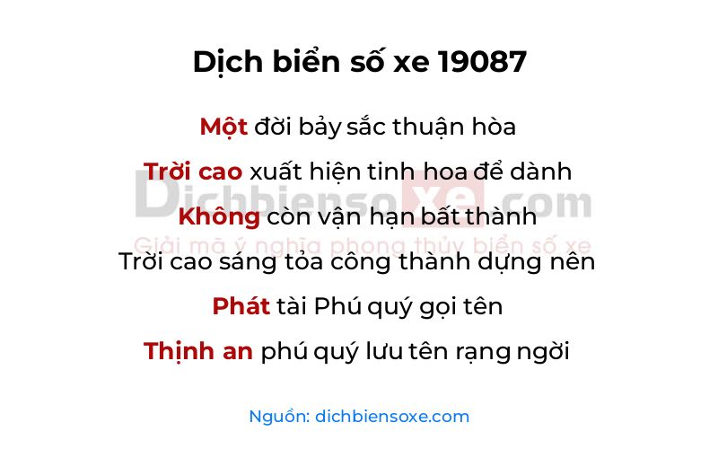 Dịch thơ biển số 19087