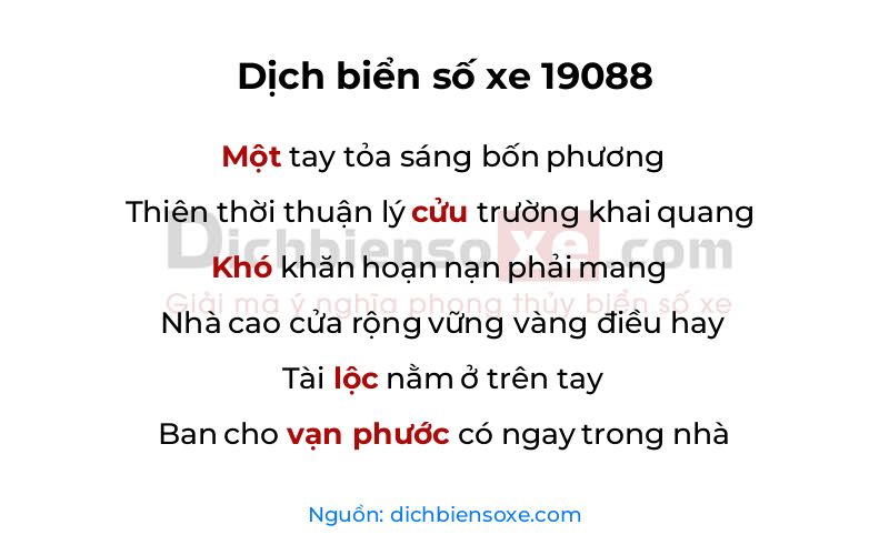Dịch thơ biển số 19088