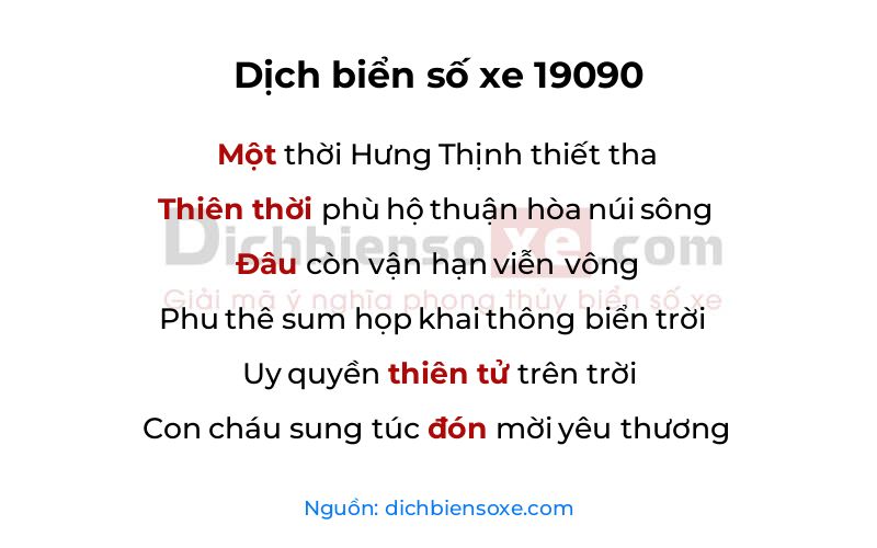 Dịch thơ biển số 19090
