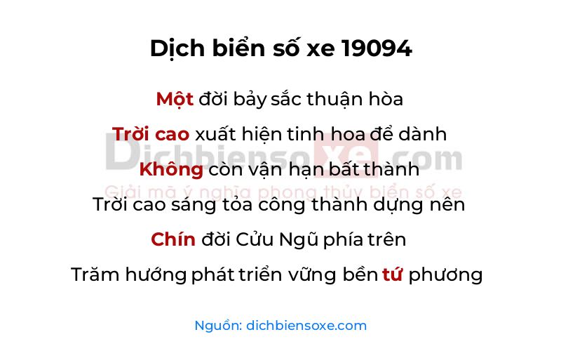 Dịch thơ biển số 19094