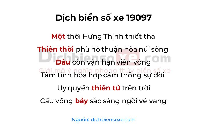 Dịch thơ biển số 19097