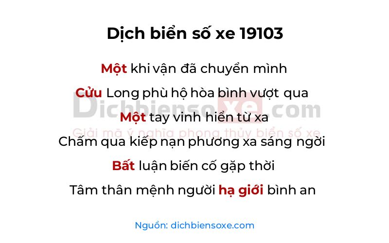 Dịch thơ biển số 19103