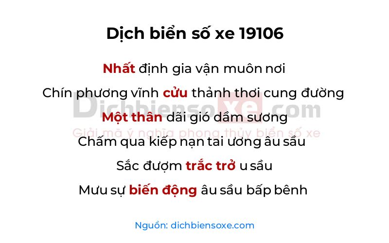 Dịch thơ biển số 19106
