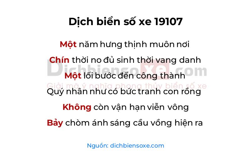 Dịch thơ biển số 19107