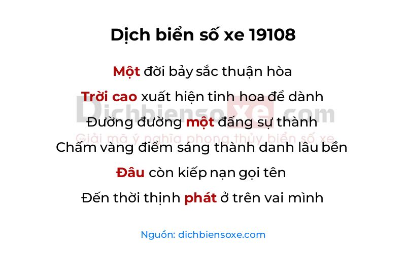 Dịch thơ biển số 19108