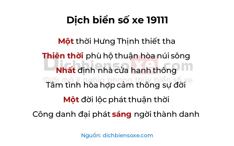 Dịch thơ biển số 19111