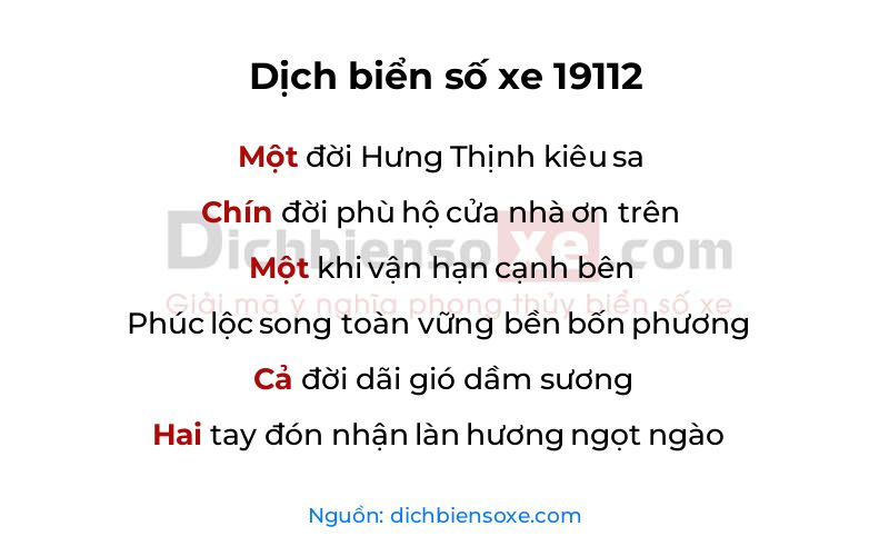 Dịch thơ biển số 19112