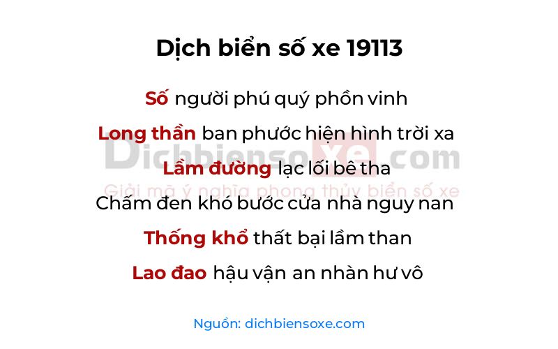 Dịch thơ biển số 19113