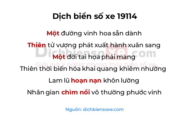 Dịch thơ biển số 19114