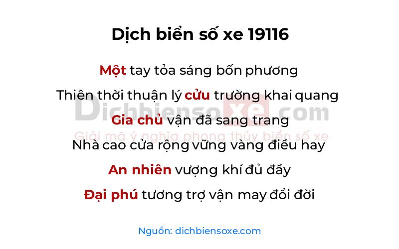 Dịch thơ biển số 19116