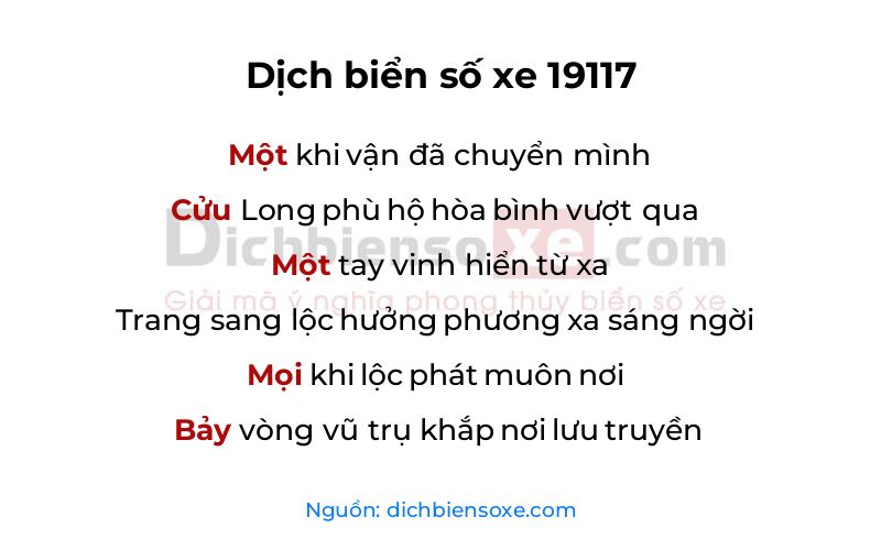 Dịch thơ biển số 19117
