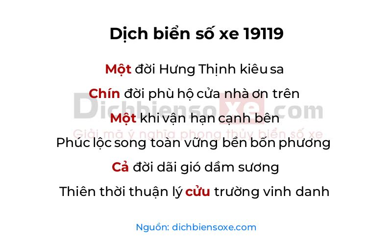 Dịch thơ biển số 19119