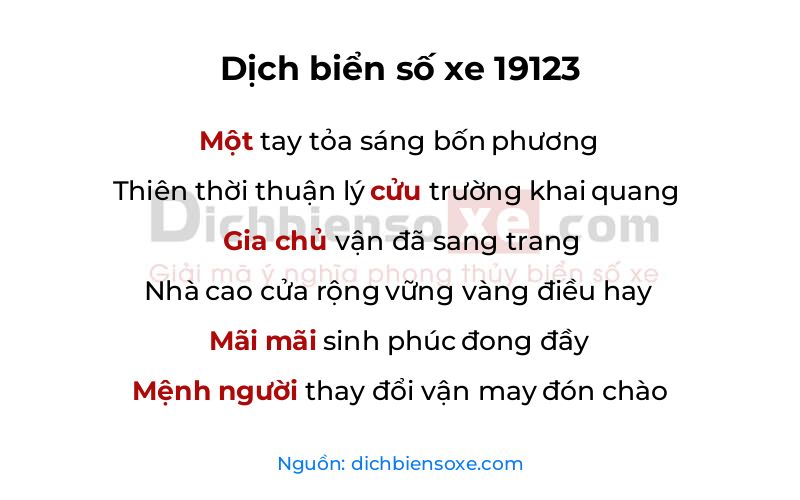 Dịch thơ biển số 19123