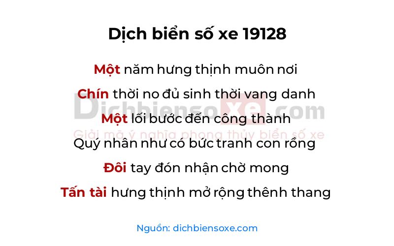 Dịch thơ biển số 19128
