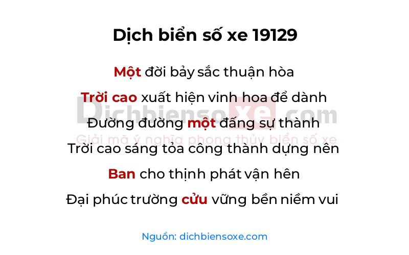 Dịch thơ biển số 19129