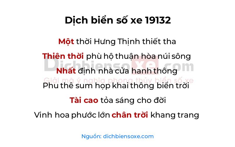 Dịch thơ biển số 19132