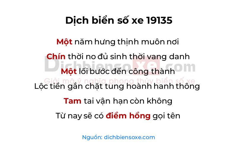 Dịch thơ biển số 19135