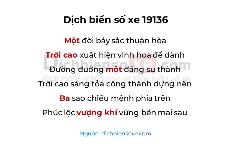 Dịch thơ biển số 19136