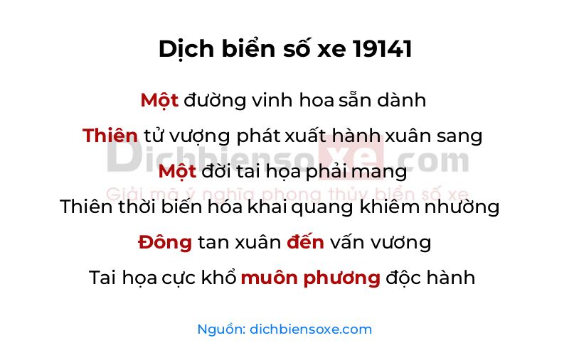 Dịch thơ biển số 19141
