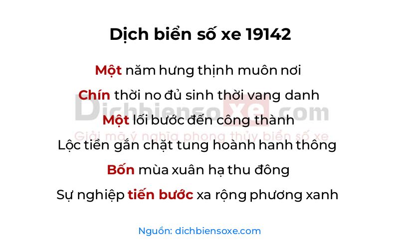 Dịch thơ biển số 19142