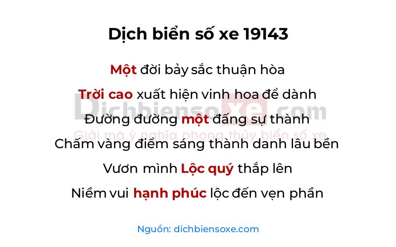 Dịch thơ biển số 19143