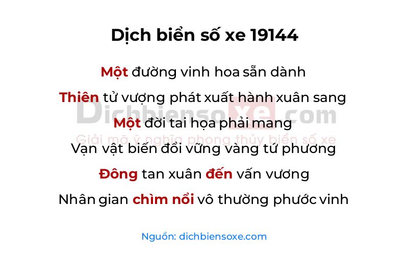 Dịch thơ biển số 19144