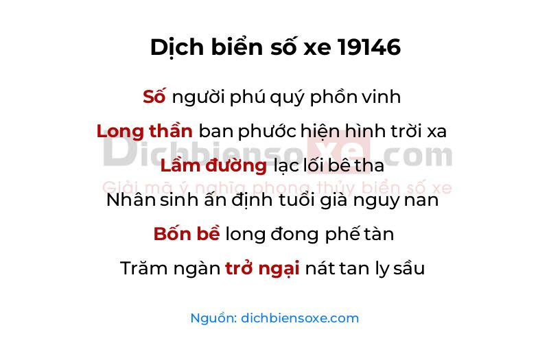 Dịch thơ biển số 19146