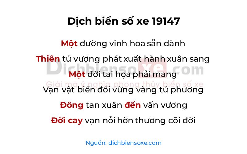 Dịch thơ biển số 19147