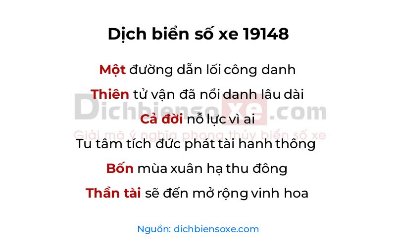 Dịch thơ biển số 19148