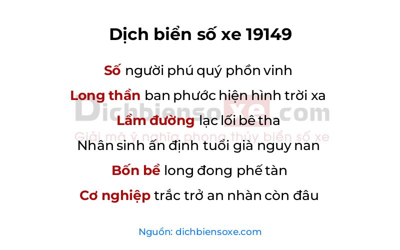Dịch thơ biển số 19149