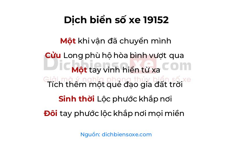 Dịch thơ biển số 19152