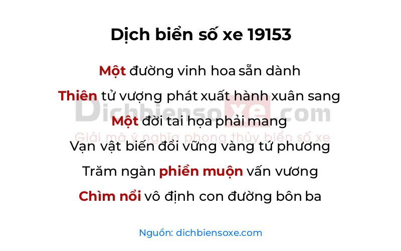 Dịch thơ biển số 19153