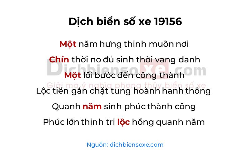 Dịch thơ biển số 19156