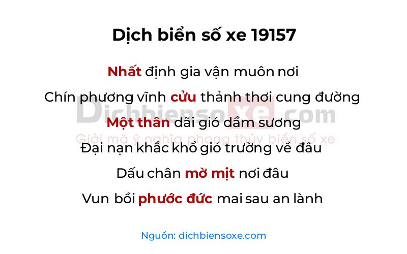 Dịch thơ biển số 19157