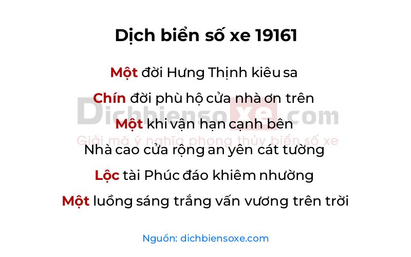 Dịch thơ biển số 19161