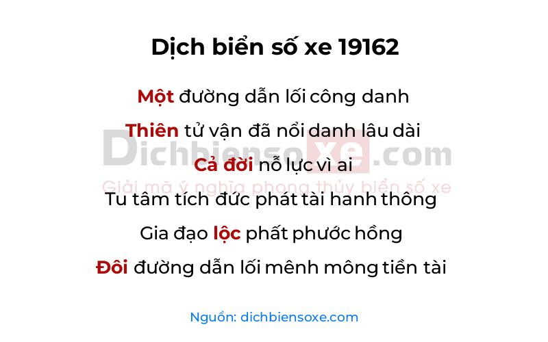 Dịch thơ biển số 19162