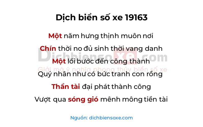 Dịch thơ biển số 19163