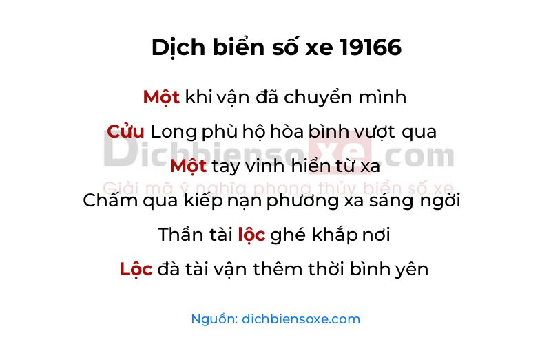 Dịch thơ biển số 19166