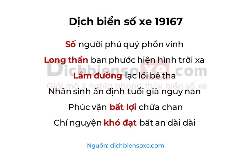 Dịch thơ biển số 19167