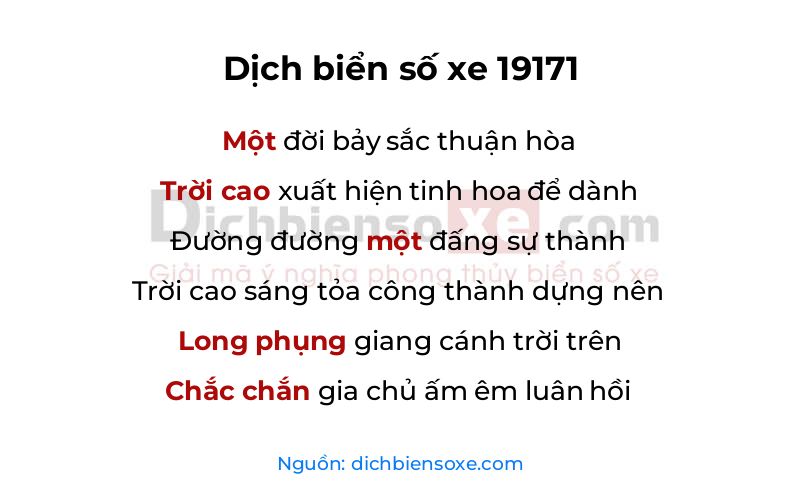 Dịch thơ biển số 19171