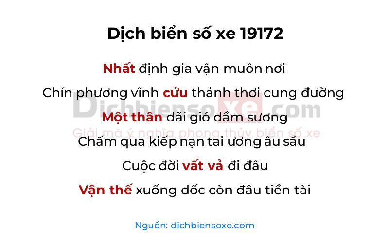 Dịch thơ biển số 19172
