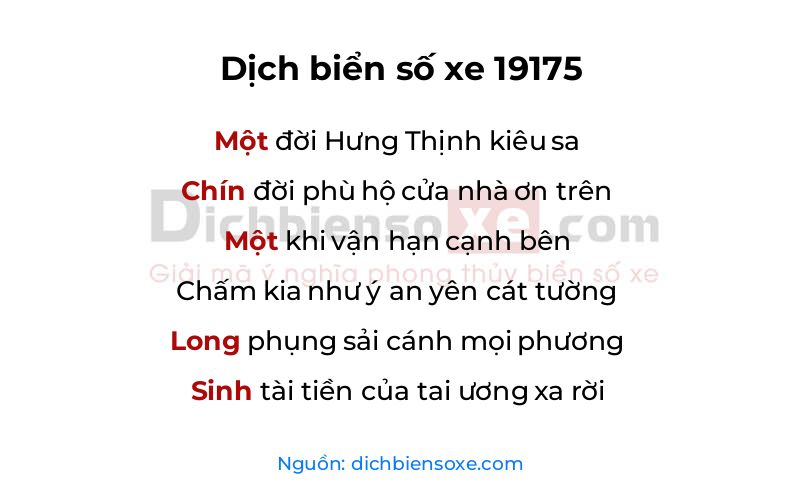 Dịch thơ biển số 19175